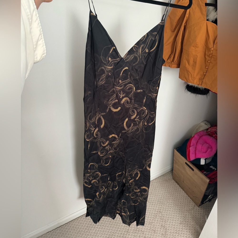 COPY - All Saints Silk Slip Dress with snake design